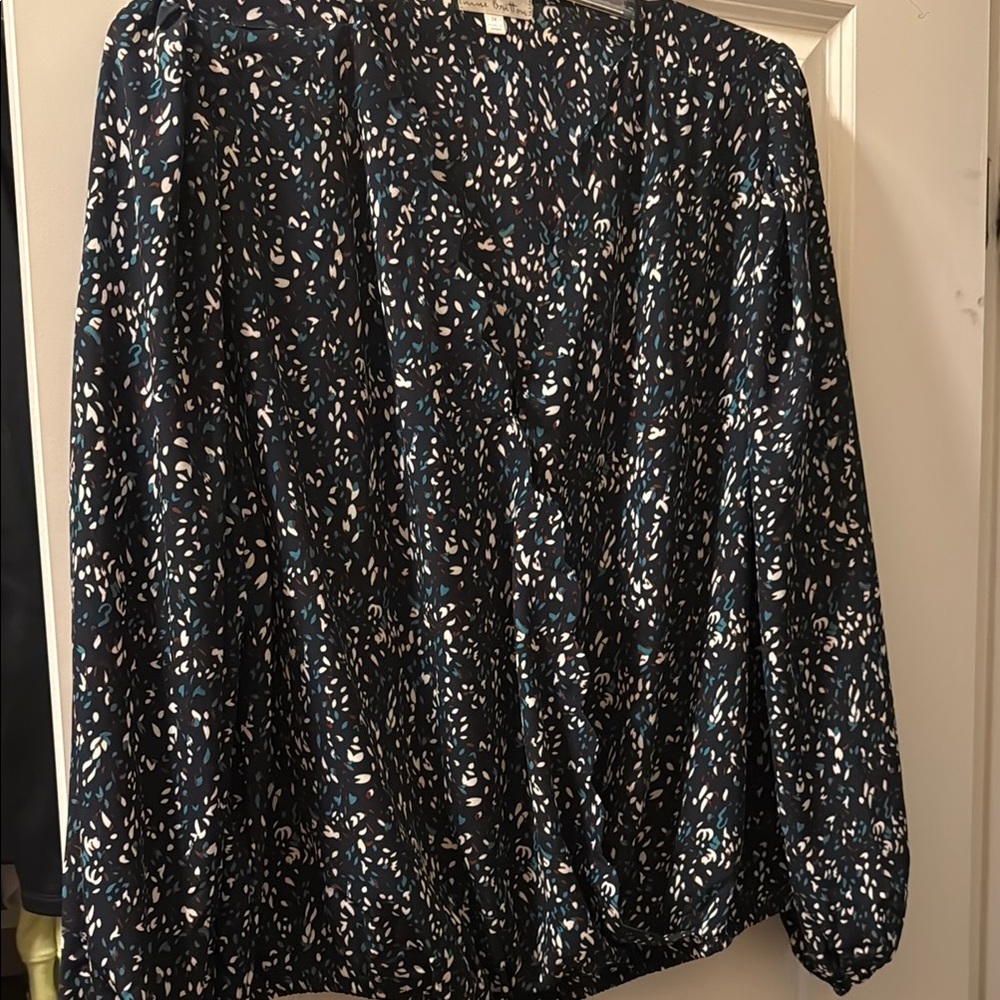 Navy Blue Patterned Blouse